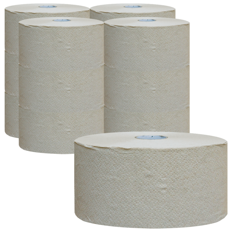 Hartie igienica, Eco-Natural, maro, pentru dispensere de tip Autocut, Lucart, 2 straturi, 12 role, 900 foi